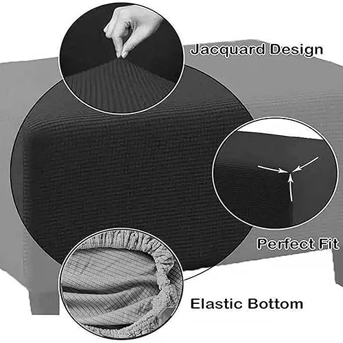 Miniatura 2 de FZ FUTURE Funda otomana de alta elasticidad con parte inferior elástica funda otomana elástica de jacquard funda de puf elástica más gruesa funda