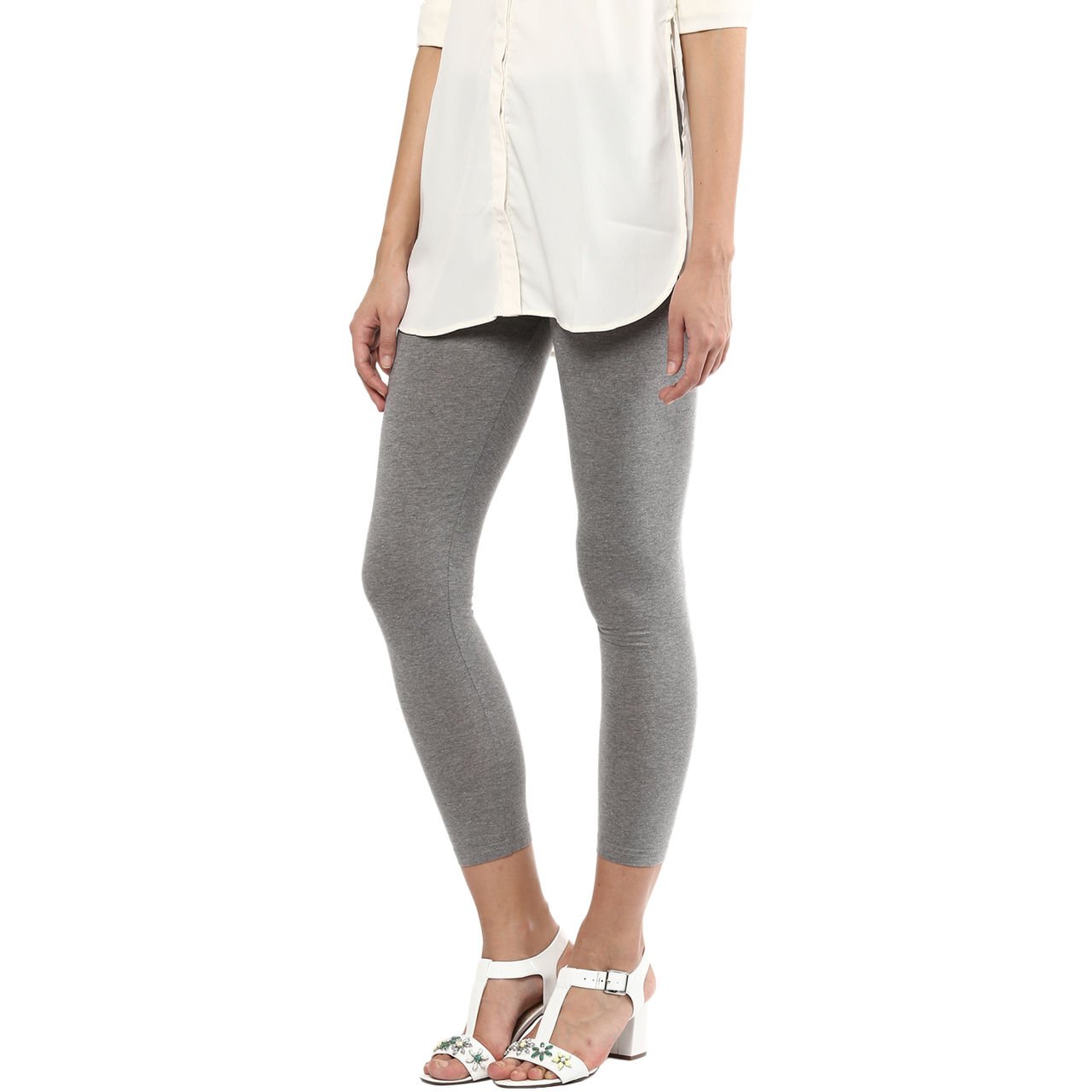 Buy Ajile By Pantaloons Womens Solid Legging_Grey Melange_XL at Amazon.in