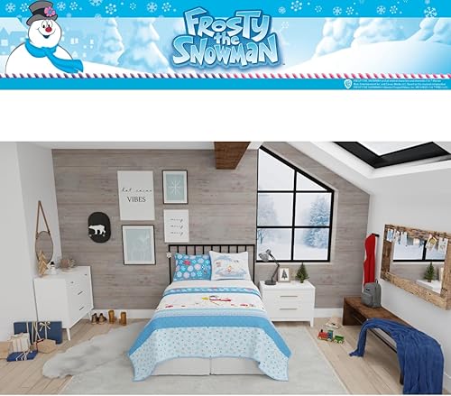Miniatura 7 de Franco Frosty The Snowman Holiday & Christmas - Juego de ropa de cama súper suave de 3 piezas de funda de almohada y edredón, tamaño matrimonial de