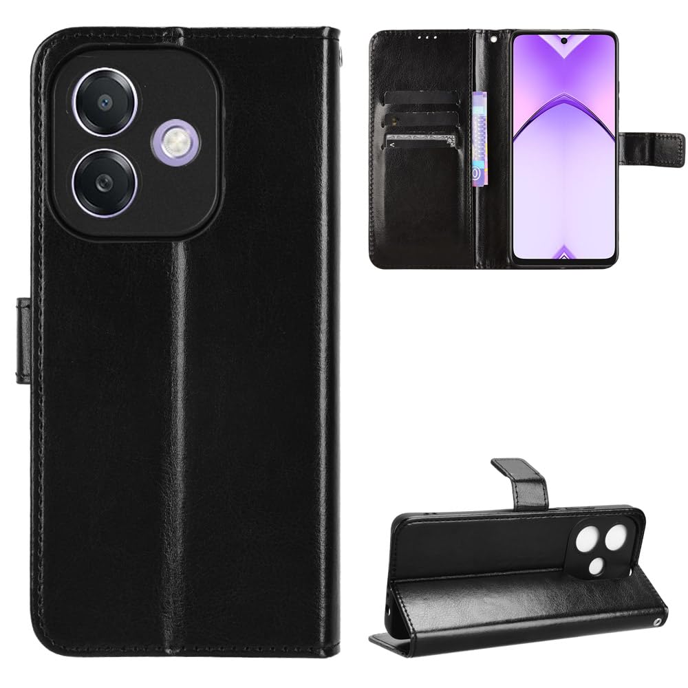 zZjoOoj Cover per OPPO A40 / Oppo A40M / OPPO A60 5G, Custodia Libro in PU Pelle Portafoglio, Case Antiurto Soft con Porta Carte e Chiusura Magnetica, Funzione Stand (Nero)