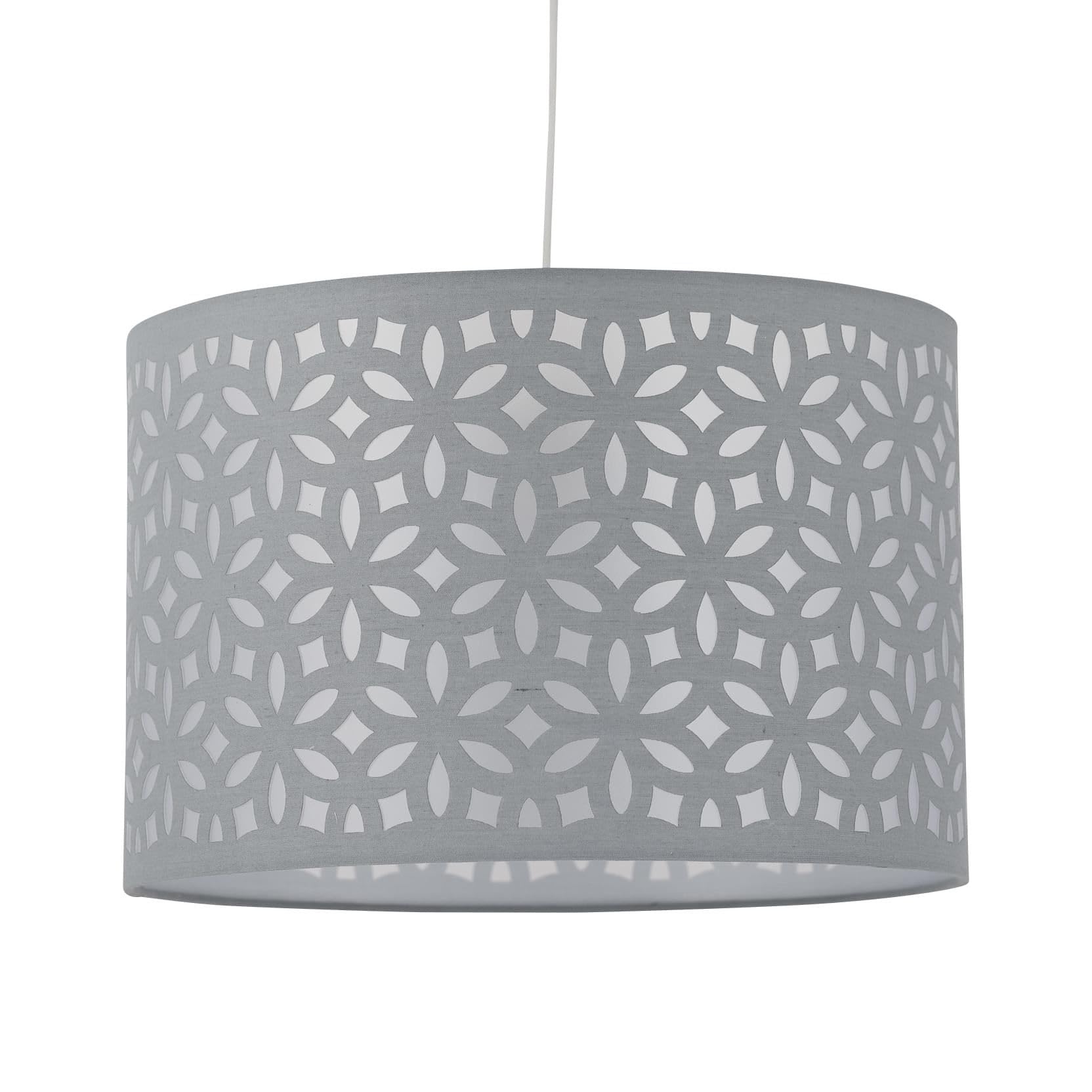 Firstchoicelighting Grey Pendant Shade, Easy Fit Ceiling Lightshade, Modern Cut Out Design, Diameter 25Cm