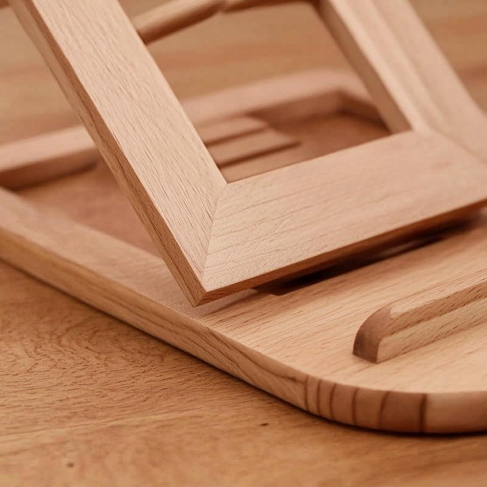 Soporte Portátil para Portátil Elevador Base Atril Soporte Ajustable de Madera de Pino con Ángulos Regulables y Bandeja Asa Ranurada Adecuado para, Soporte De Nogal 28x28x1.8cm