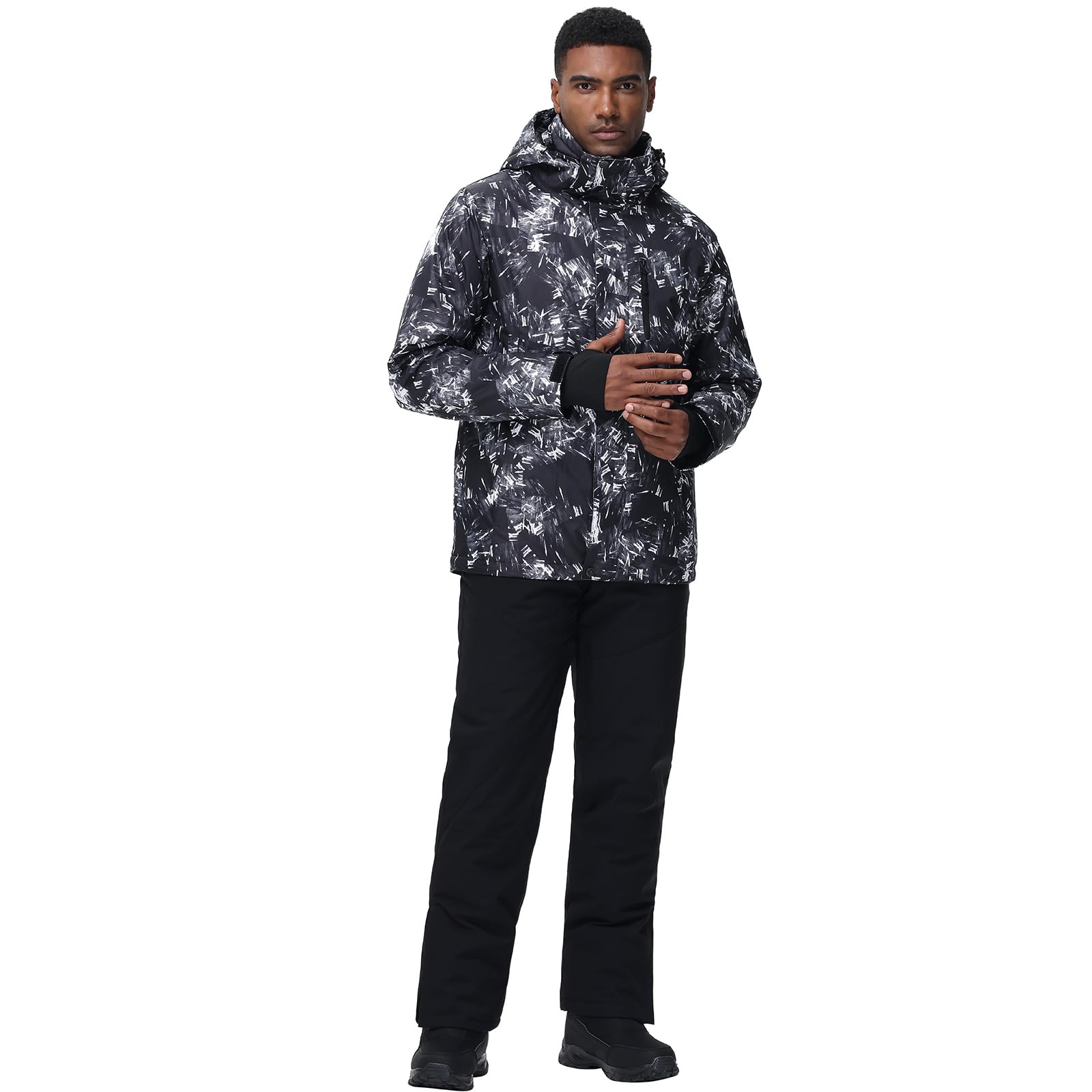 HOTIAN Ensemble veste et pantalon de ski pour homme - Ensemble d'hiver chaud - Ensemble de ski - Imperméable - Coupe-vent