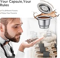 Vista 3 de Cápsulas de café reutilizables para Ne-spresso Originalines, cápsulas de café rellenables de acero inoxidable, cápsula de espresso rellenable