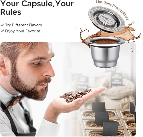 Miniatura 5 de MG Coffee Cápsulas de Nespresso reutilizables de acero inoxidable, soporte permanente para cápsulas de café compatible con máquinas Nespresso