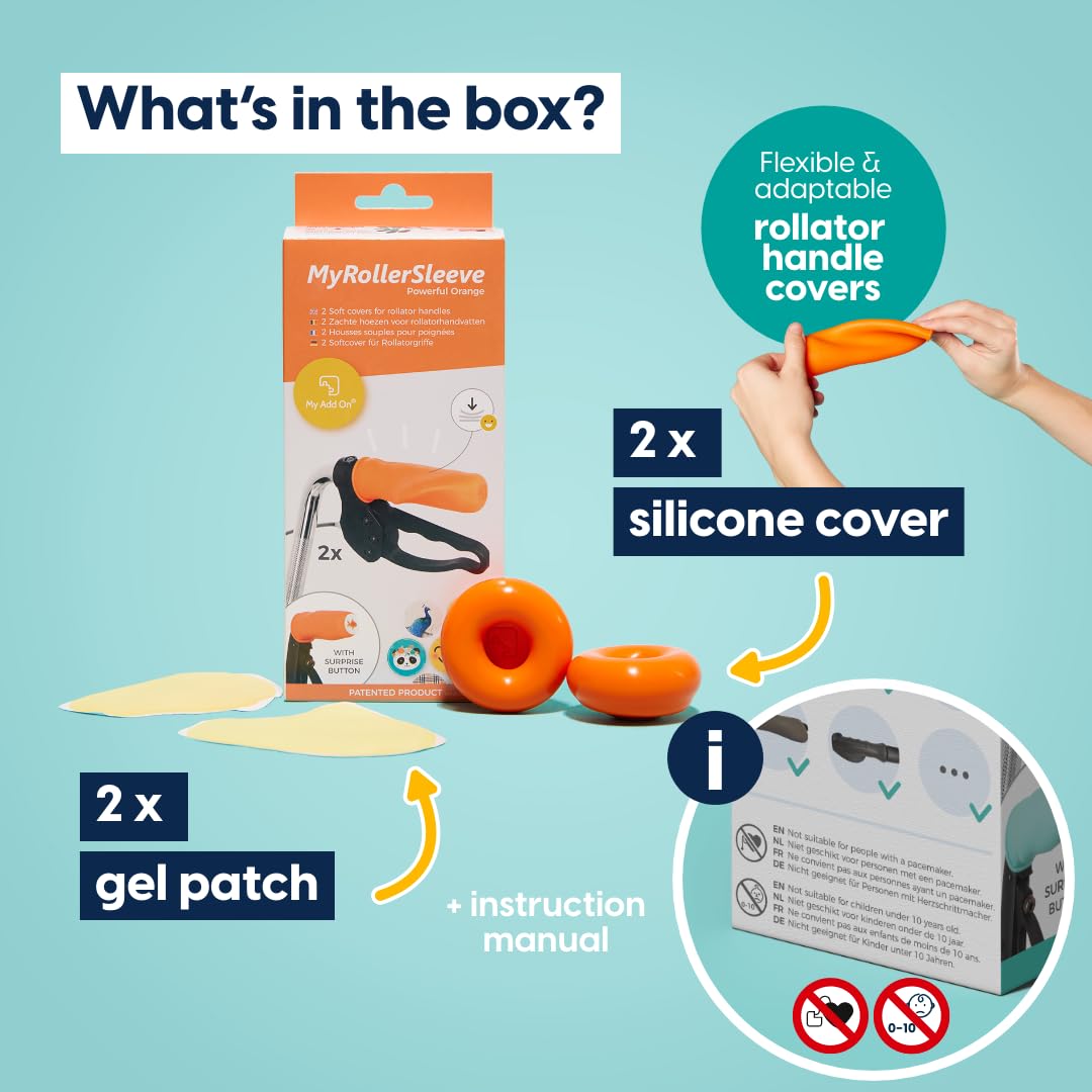 MyRollerSleeve ergonomiczne uchwyty do wózków inwalidzkich i chodzików w modnych kolorach do wspierania rąk podczas chodzenia, uchwyt z podkładką żelową dla seniorów do chodzenia dla seniorów, turkus,
