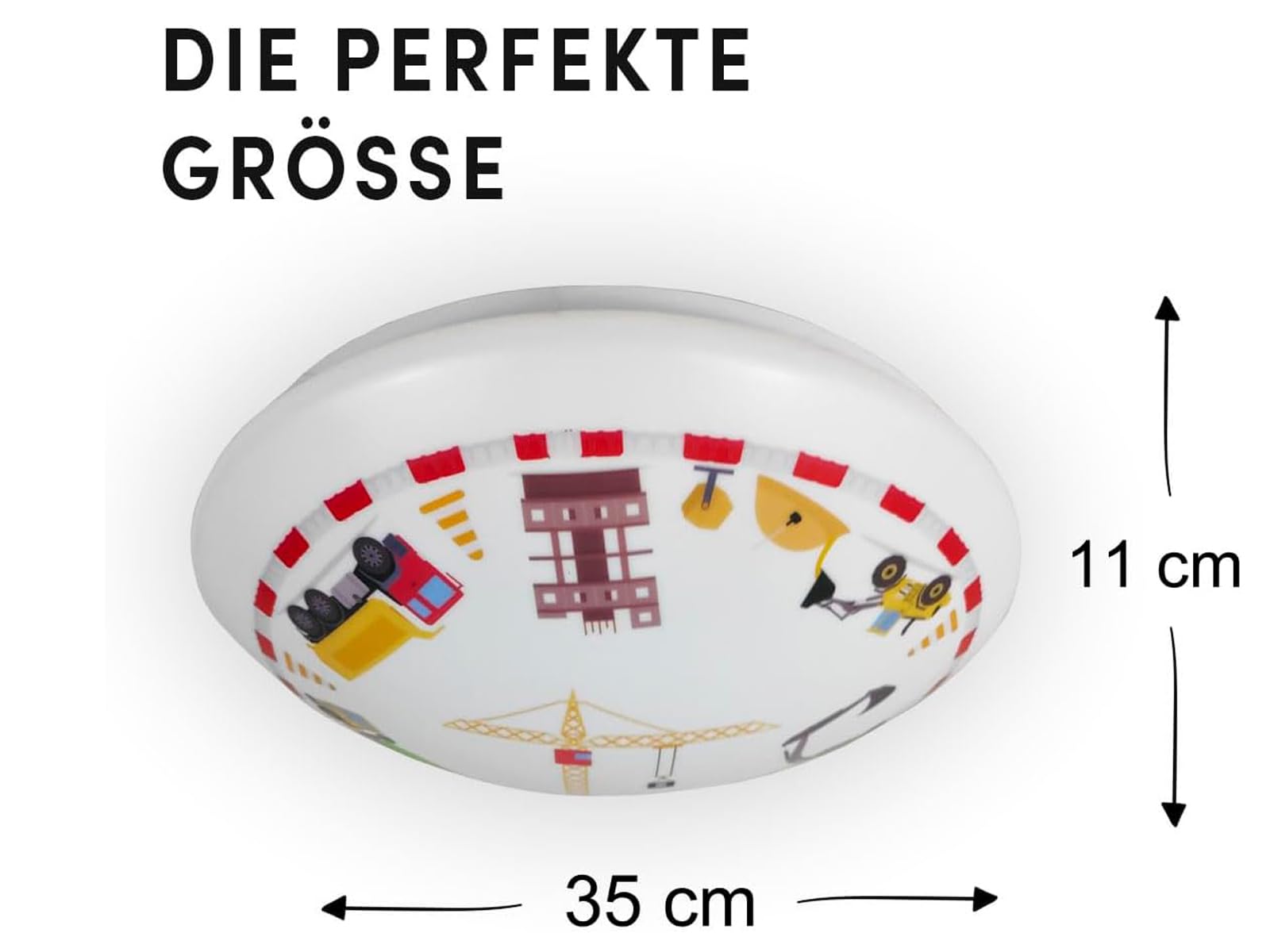 Coole Deckenleuchte mit Baustellen Motiv fürs Kinderzimmer Ø 35cm