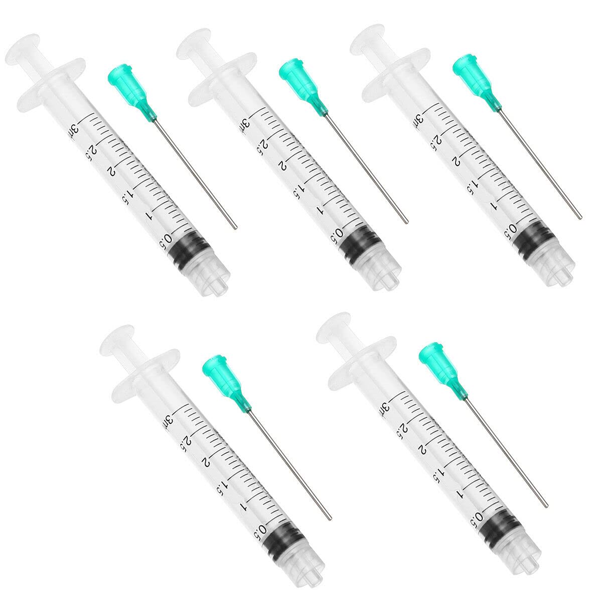 Spender-Applikator-Spritzen-Set, 5 Stück, 3 ml, Dosierspritzen mit Dosiernadeln und Kappen für DIY Quilling, Acrylmalerei, Ölerflasche, Handwerk, Kunstwerk-Hobbys