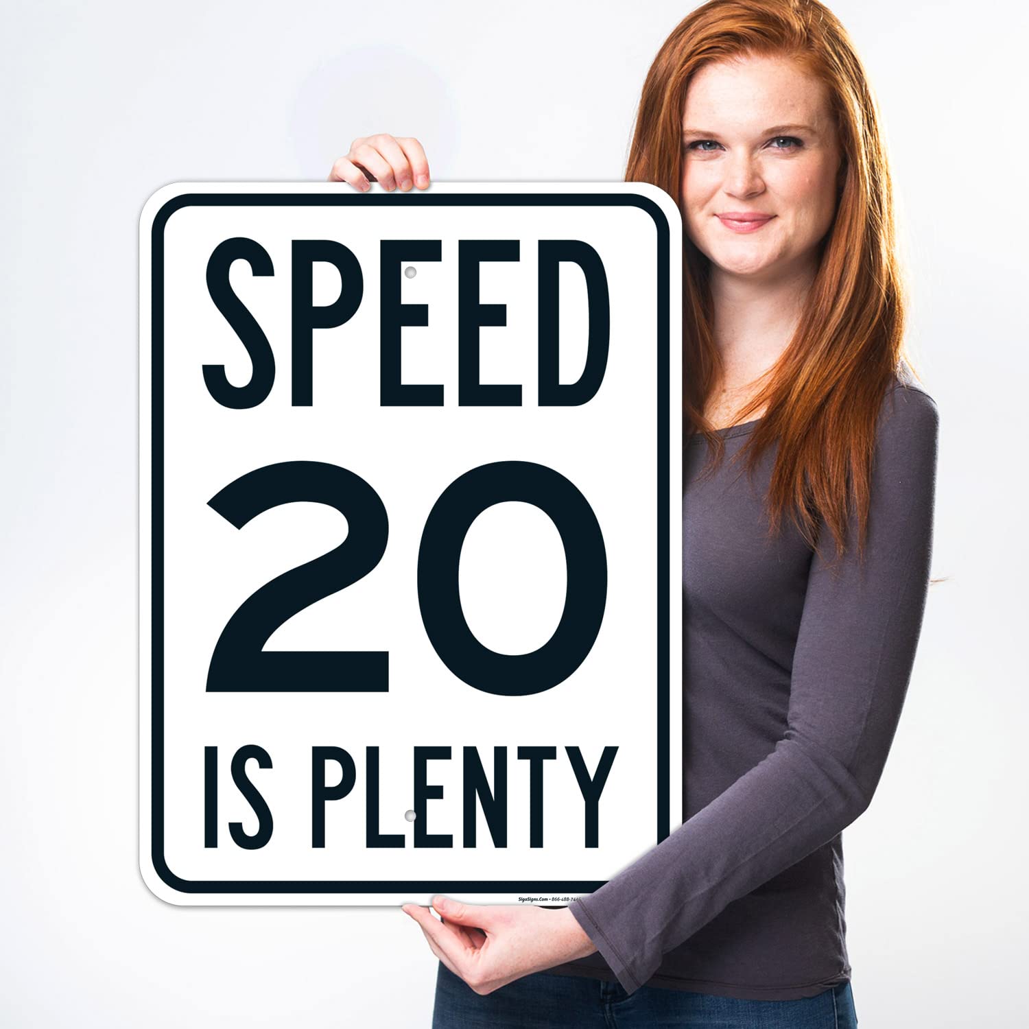 Speed 20 is Plenty Sign, 18x24 Inches, Rust Free .063 Aluminum, Fade Resistant, Made in USA