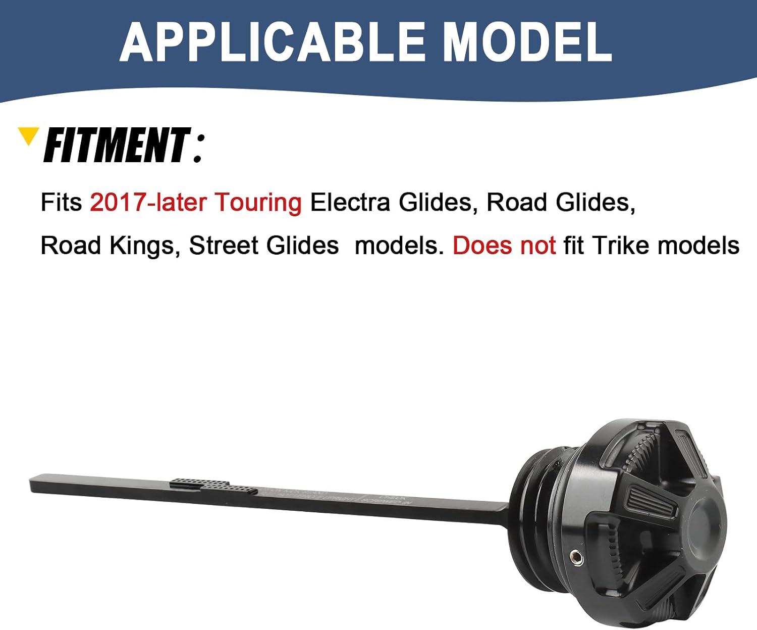 Oil Dipstick Motorcycle Oil Tank Dipstick Fit for Harley 2017-later Touring Road King Street Glide Electra Glide Road Glide (Black)