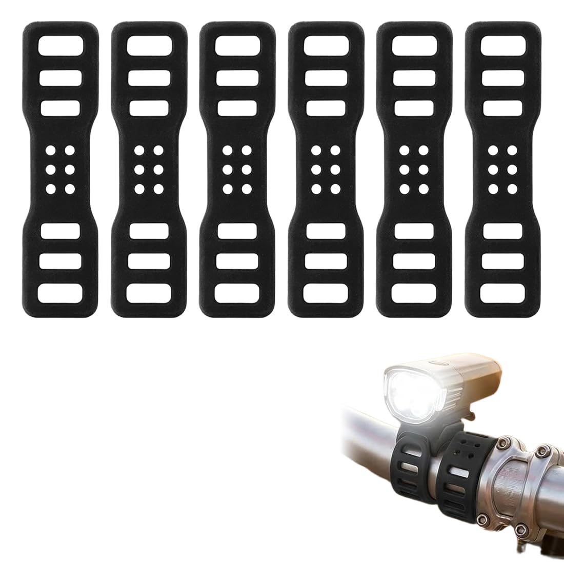 6 Bandes de Silicone pour Vélo, sangle porte velo, Anneaux Élastiques Caoutchouc pour Phares, Lampes de Poche, Téléphones et Accessoires, Compatible avec Tous Types de Vélos