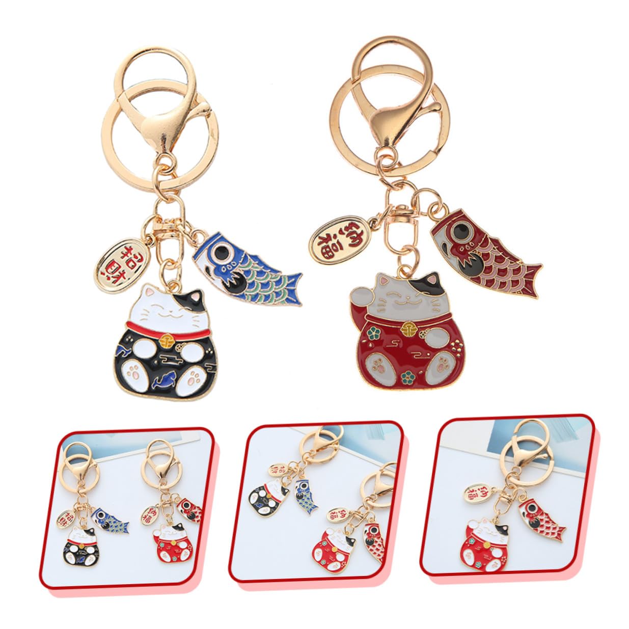 DOITOOL 2stücke Schlüsselanhänger Kawaii-katzenmotiven Glücksbringer-accessoire für Schlüssel Handtaschen und Schulranzen