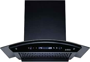 Elica 60cm 1500 m3/hr BLDC Filterless Autoclean Kitchen Chimney with 15 Years Warranty (CURVE FL 600 BLDC HAC LTW MS NERO), Black