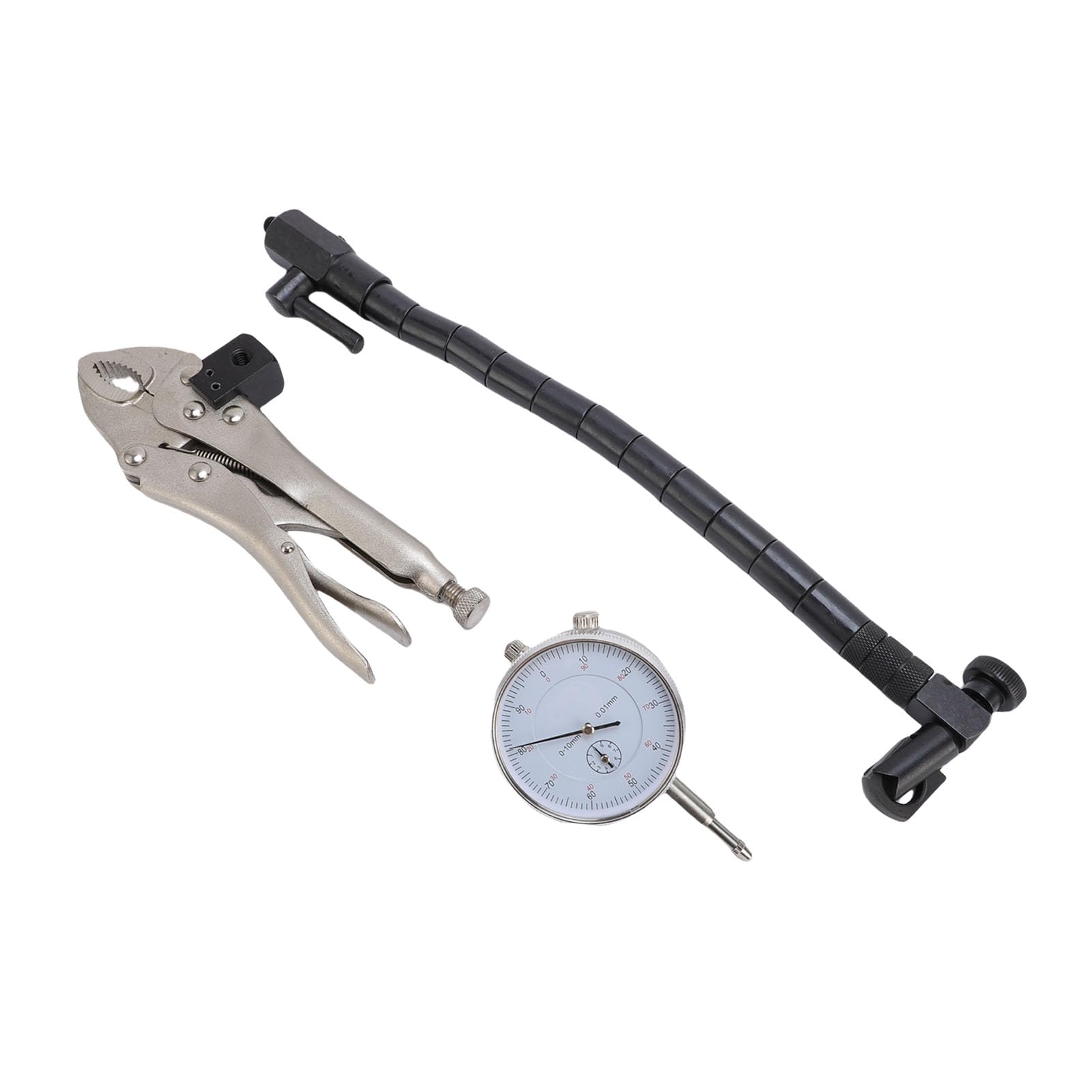 Eujgoov Juego de Medidores de Junta de Disco y Rotor, Indicador de Cuadrante de 0-10 X 0,01 Mm con Brazo Flexible de 13,77 Pulgadas y Abrazadera de Bloqueo de 7 Pulgadas para una