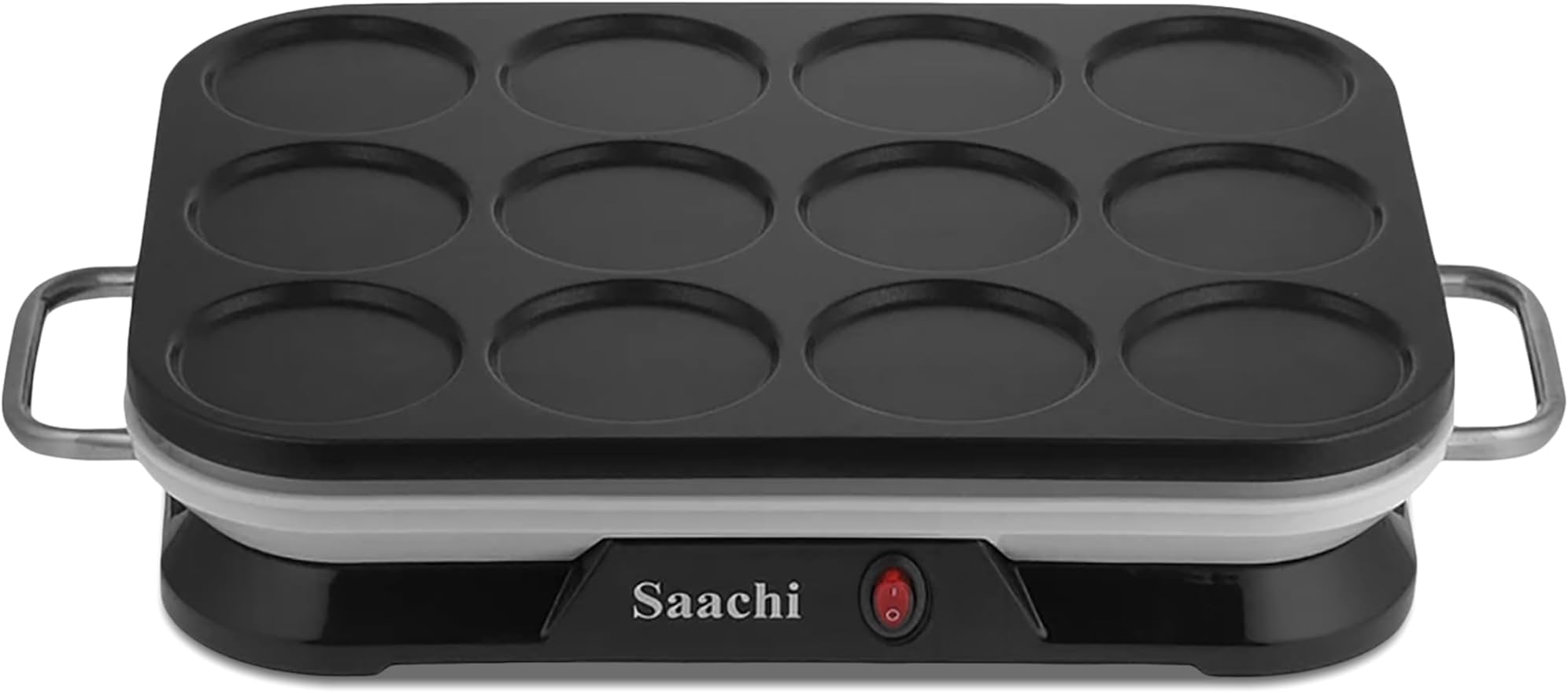 Saachi 2-in-1 Pancake & Mini Crepe Maker NL-CM-1860, 1600W, Makes 12 Pancakes or 12 Mini Crepes, Non-Stick Plate, Auto Temperature Control, Cool Touch Handles