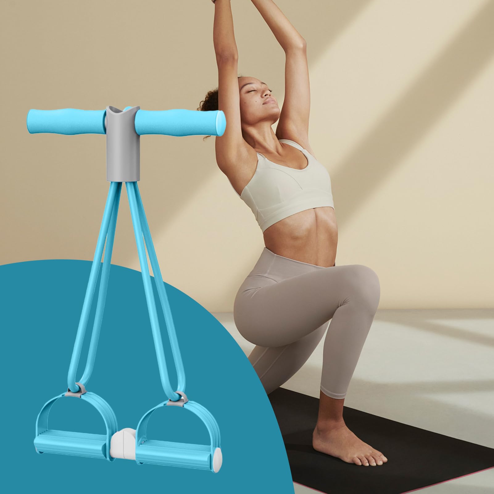 Elástico Pies Fijos de Resistencia, Bandas de Ejercicio, Equipo de Entrenamiento de 4 Bandas para el Afinamiento del abdomen, los Brazos y las Piernas para Hombres y Mujeres en Casa o en