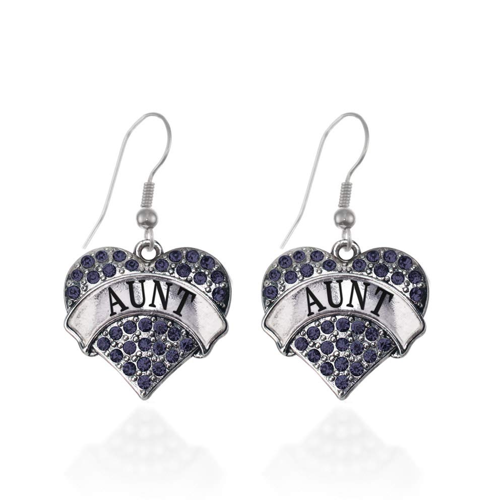 Inspired Silver - Silver Pave Heart Charm French Hook Drop Earrings with Cubic Zirconia Jewelry