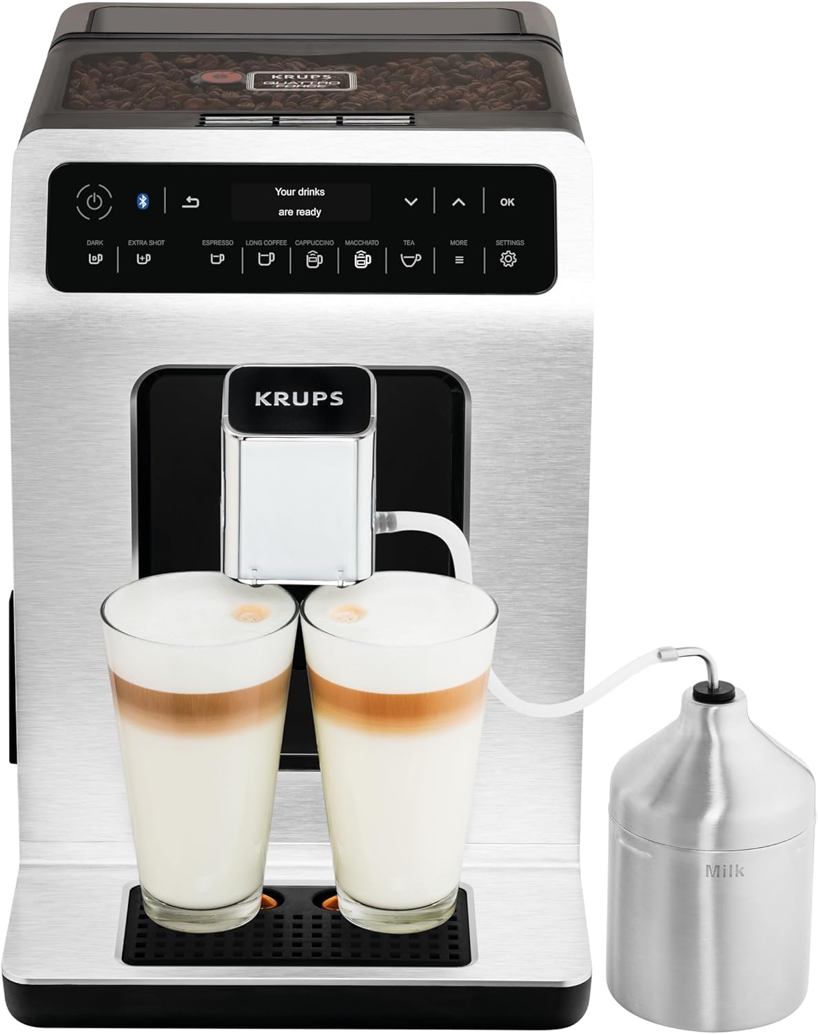 Krups EA891D Evidence Cafetera automática, de 2.1 litros, inox y negro