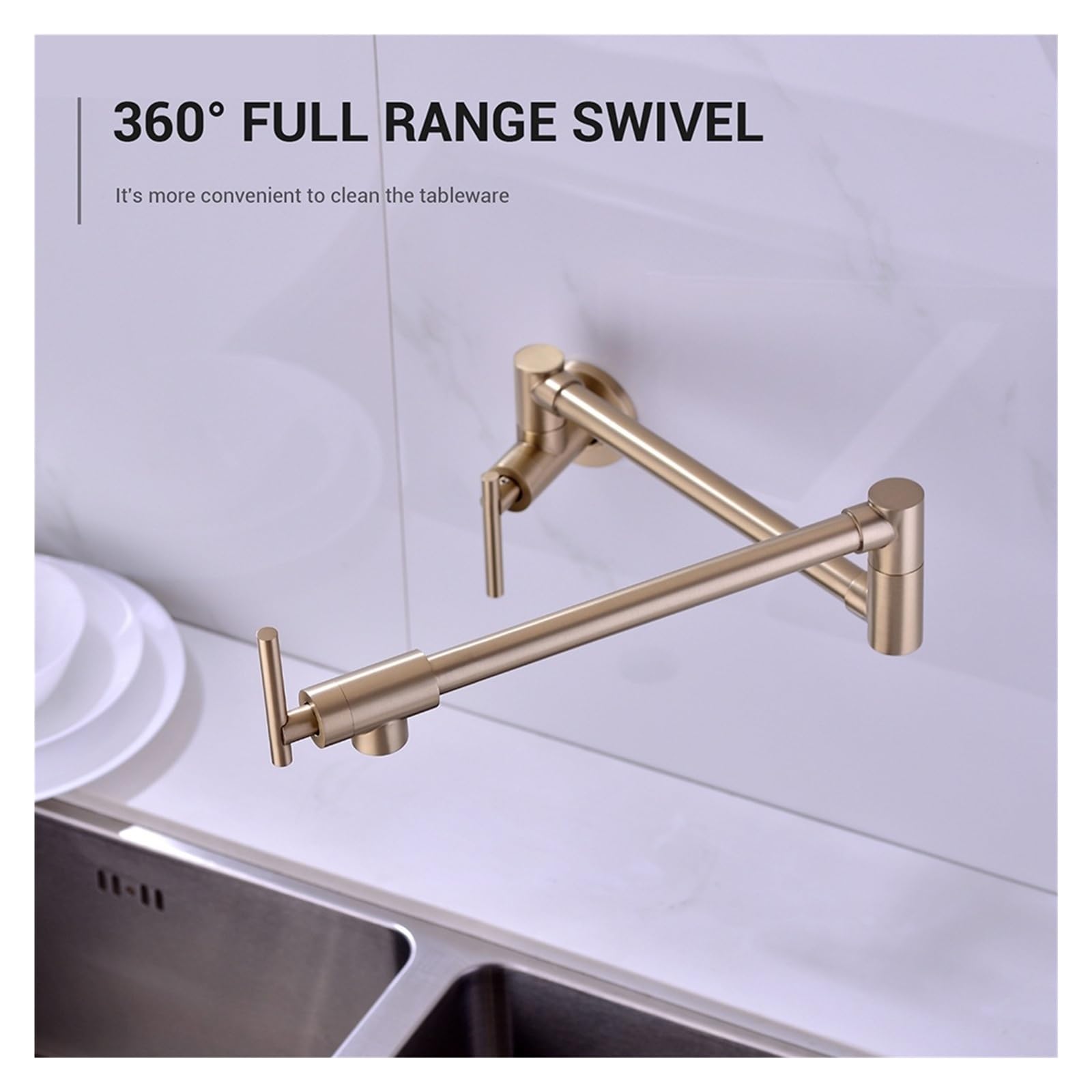 Grifos mezcladores para Fregadero Plegables de Pared llenar ollas Individuales Agua fría Grifo Cocina Plegable Giratorio la mayoría los escenarios.