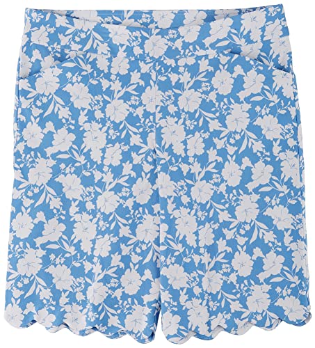 Coral Bay Womens Floral Scalloped Hem Shorts 18 Blue White