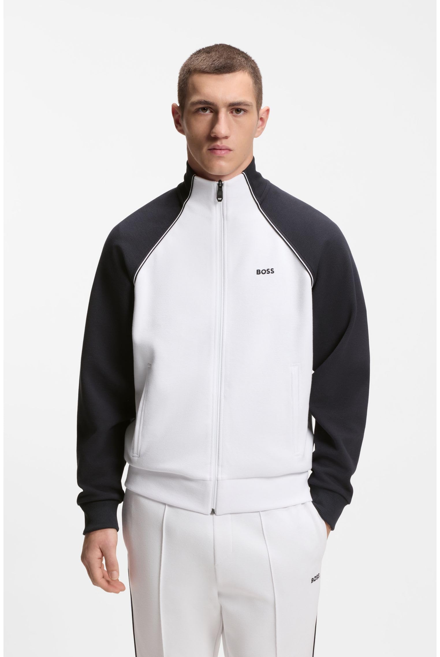 BOSS Herren SW Join Skaz Sweatshirt aus Baumwoll-Mix mit kontrastfarbenen Paspeln