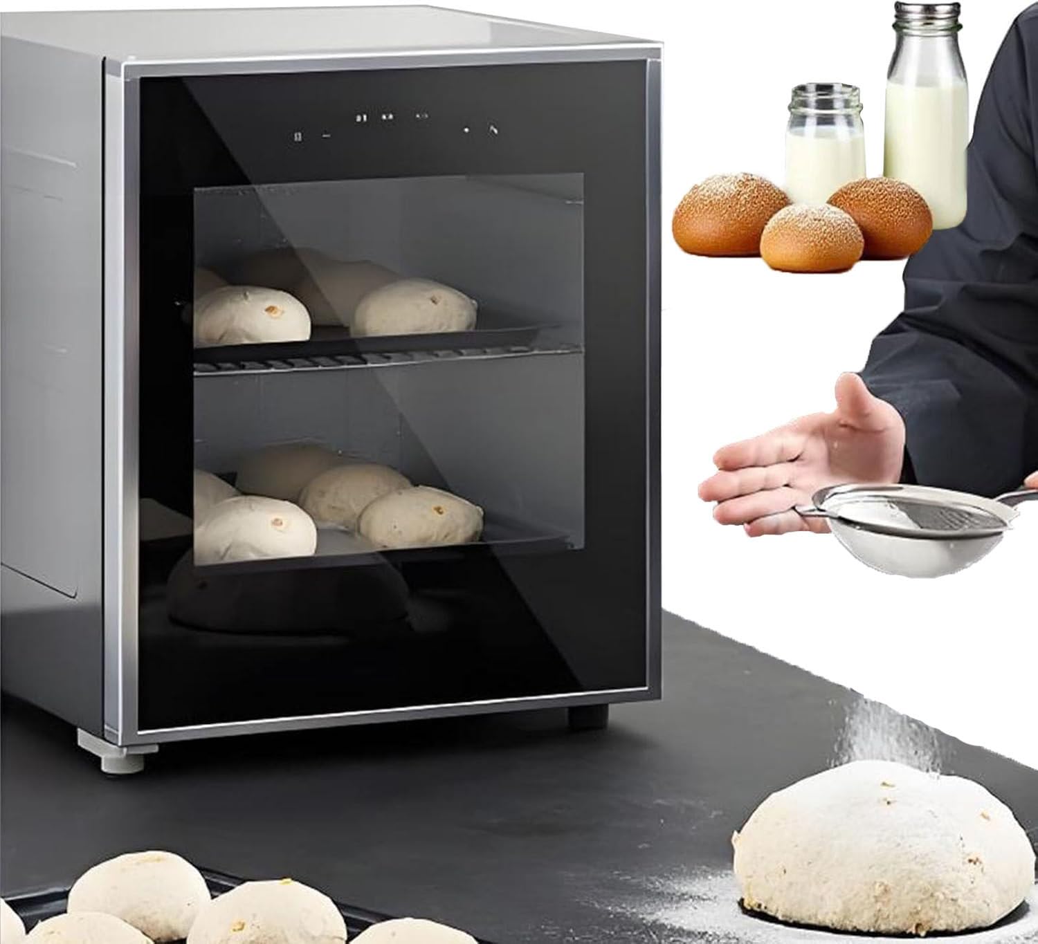 LjlXanthiper Commercial-Grade Dough Proofing Box,40l Kitchen Dough Yogurt Bread Proofing Box,Removable Electric Dough Proofer,Timing Function,For Baking,Fermentation,Yogurt Making