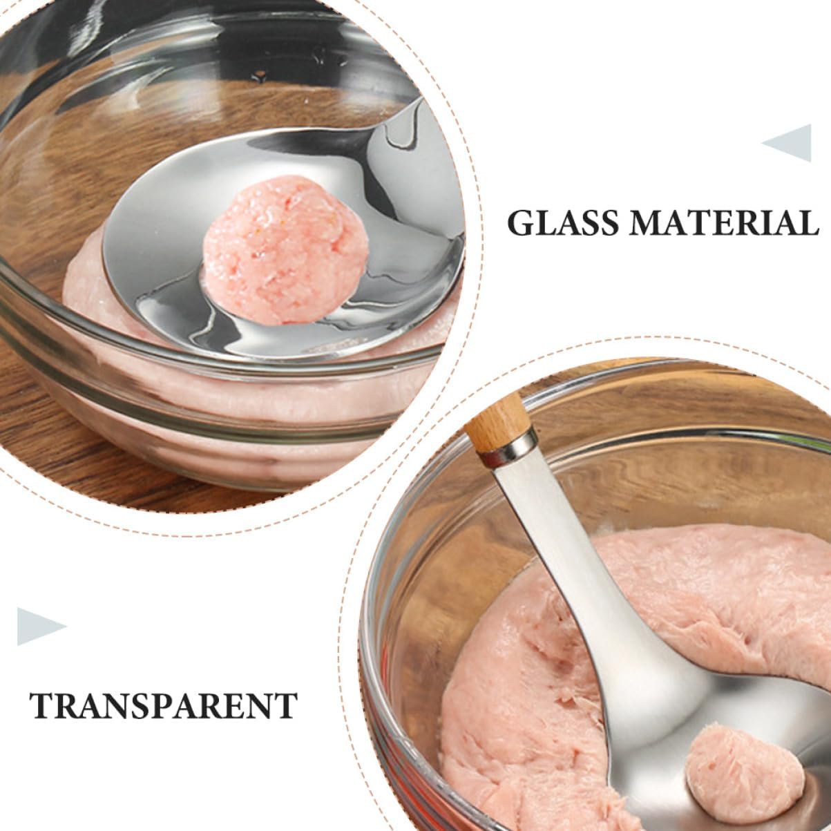 2pcs Glass Dumpling Filling Mixing Bowl Salad Bowl for Minced Meat Fruits and Noodles Stackable Kitchen for Space-saving Storage