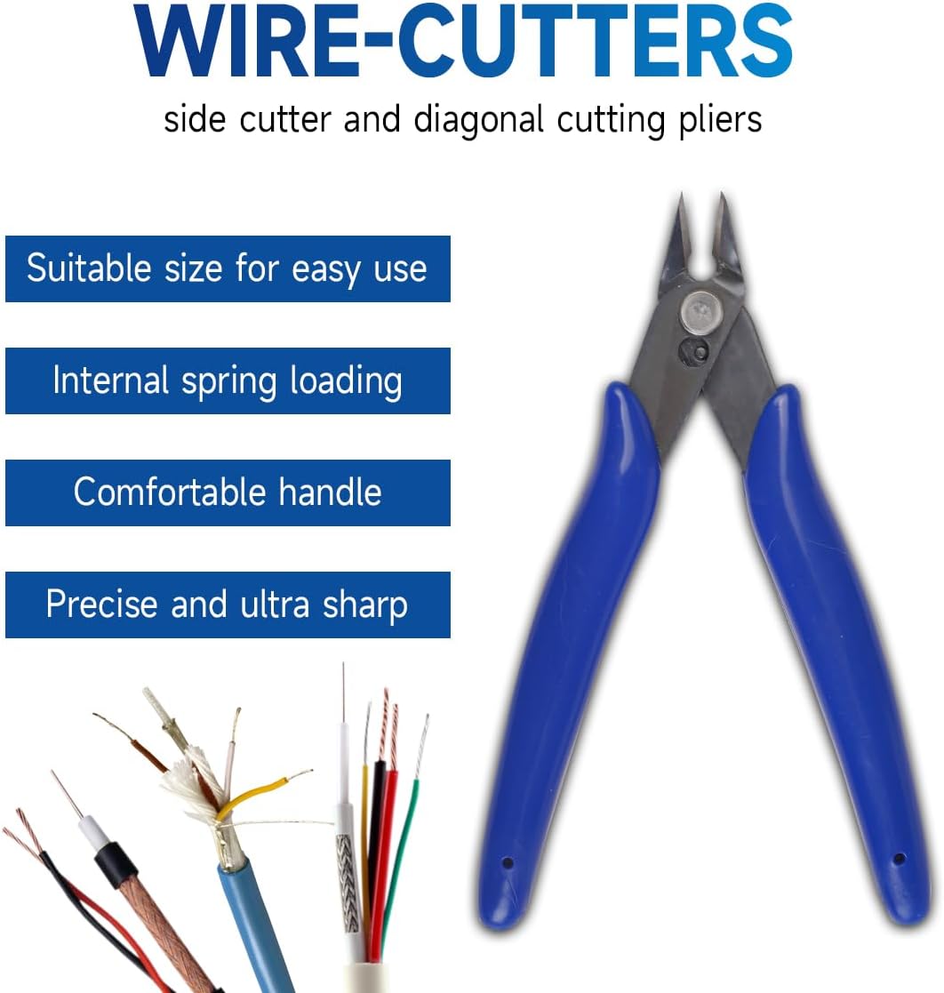 Precision Micro Flush Cutters - 5-Inch Angled Electronic Wire Snips for Jewelry, Electronics & Models | High Carbon Steel Sharp Cutter with Spring-Loaded Design
