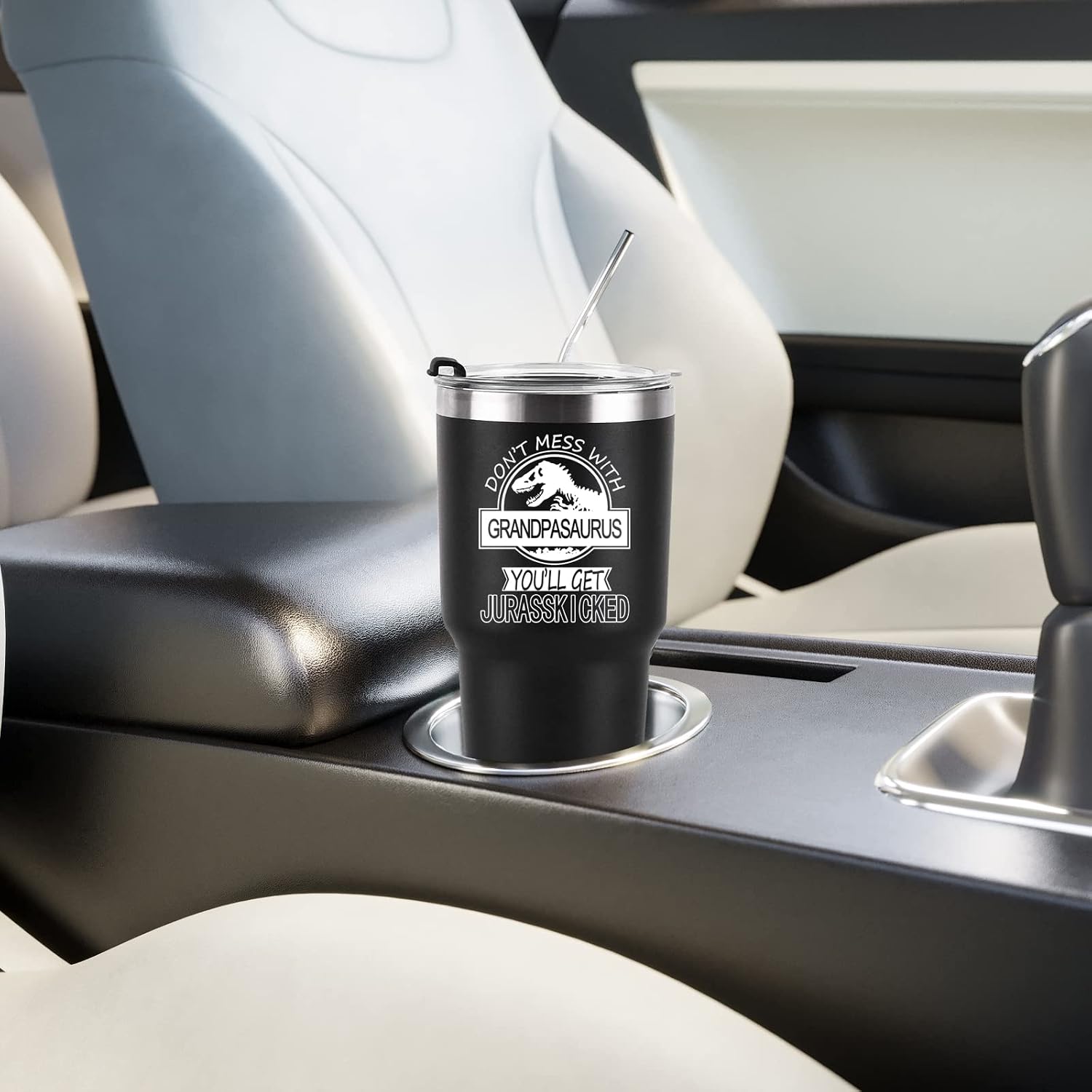 Gifts for Grandpa, Grandpasaurus Travel Mug Don't Mess with Grandpasaurus You'll Get Jurasskicked Travel Tumbler Mug Birthday Father's Day Gifts for Grandpa from Granddaughter Grandson Grandchild 30OZ