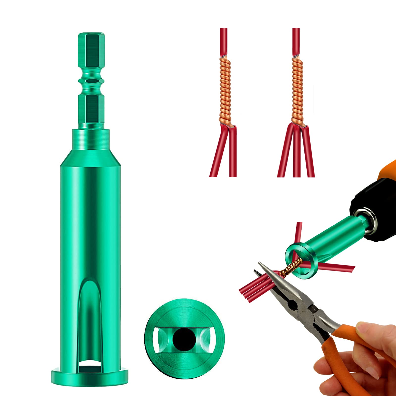 Universal Wire Twisting Tool Cable Wire Stripper and Twister Wire Stripping Tool for Electrician by Drill Driver or Manually (Green)