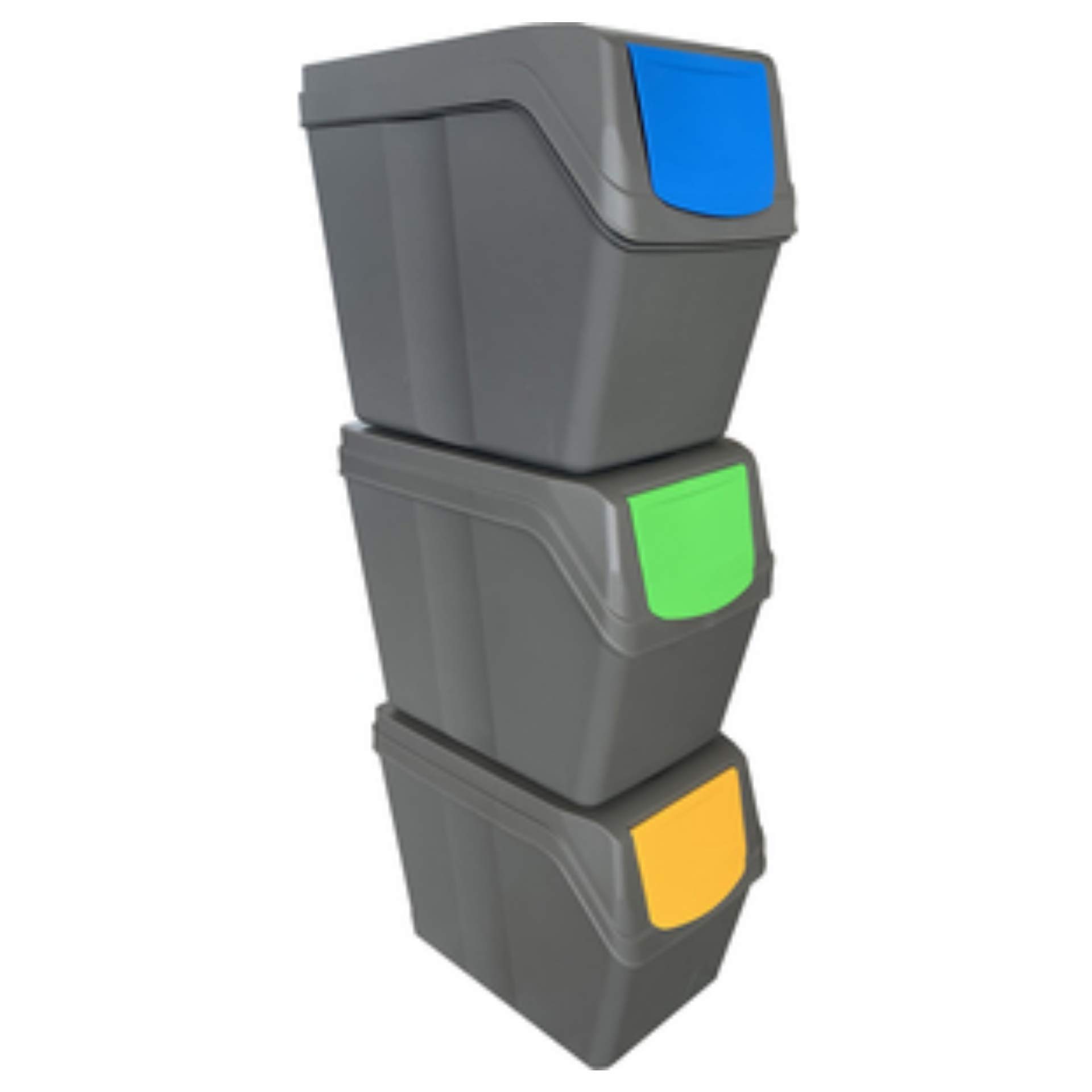 BricoLoco. Cubo basurero Vertical Reciclaje en Color Gris 60 litros. Cubo para Reciclar Papel, Vidrio y plástico.