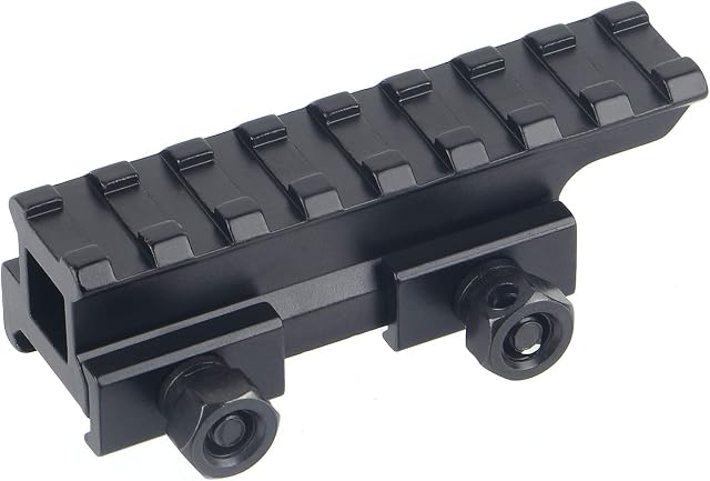 FOCUHUNTER Picatinny Rail 8 Slots Riser Mount Aluminum Alloy Tactical Base Mounts Firmly in Place with 2 M4 Screws and Nuts