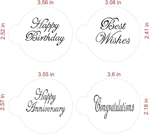 Miniatura 5 de Designer Stencils Script Celebration - Juego de plantillas para tartas, beigesemitransparente