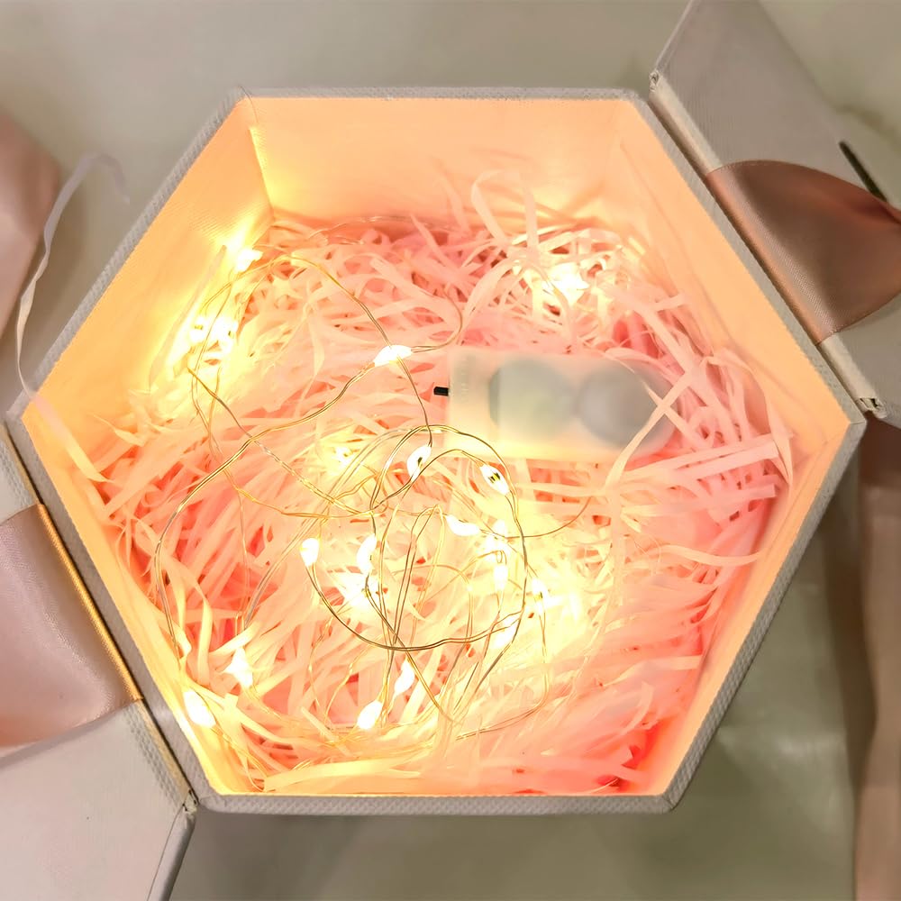 Etinga Paquete de 10 luces de hadas que funcionan con pilas, 10 LED en alambre de cobre plateado de 3.3 pies, para caja de regalo de flores, decoración de boda, fiesta, Navidad (blanco cálido, paquete