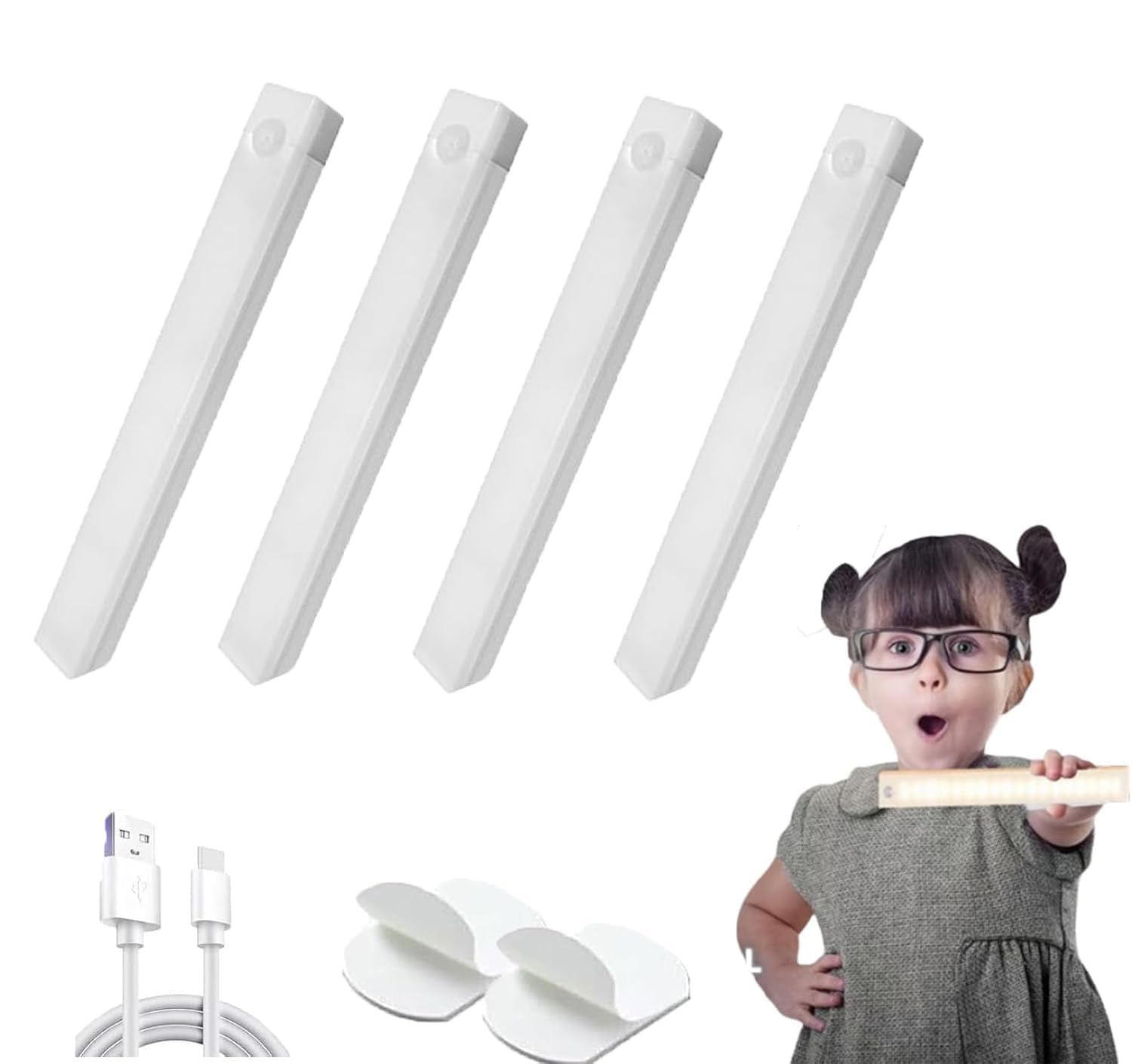Punch-Free Smart Sensor Magnetic Rechargeable LED Lights, Under Cabinet Lighting, Motion Sensor Light Indoor, Stick on Lights, Wireless Closet Lights for Kitchen, Stairs, Wardrobe (30cm*Warm)