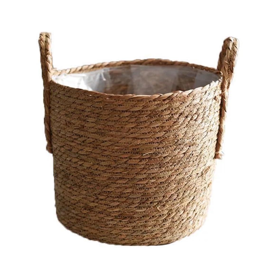 Panier en jonc de mer tressé à la main 35 cm de haute qualité