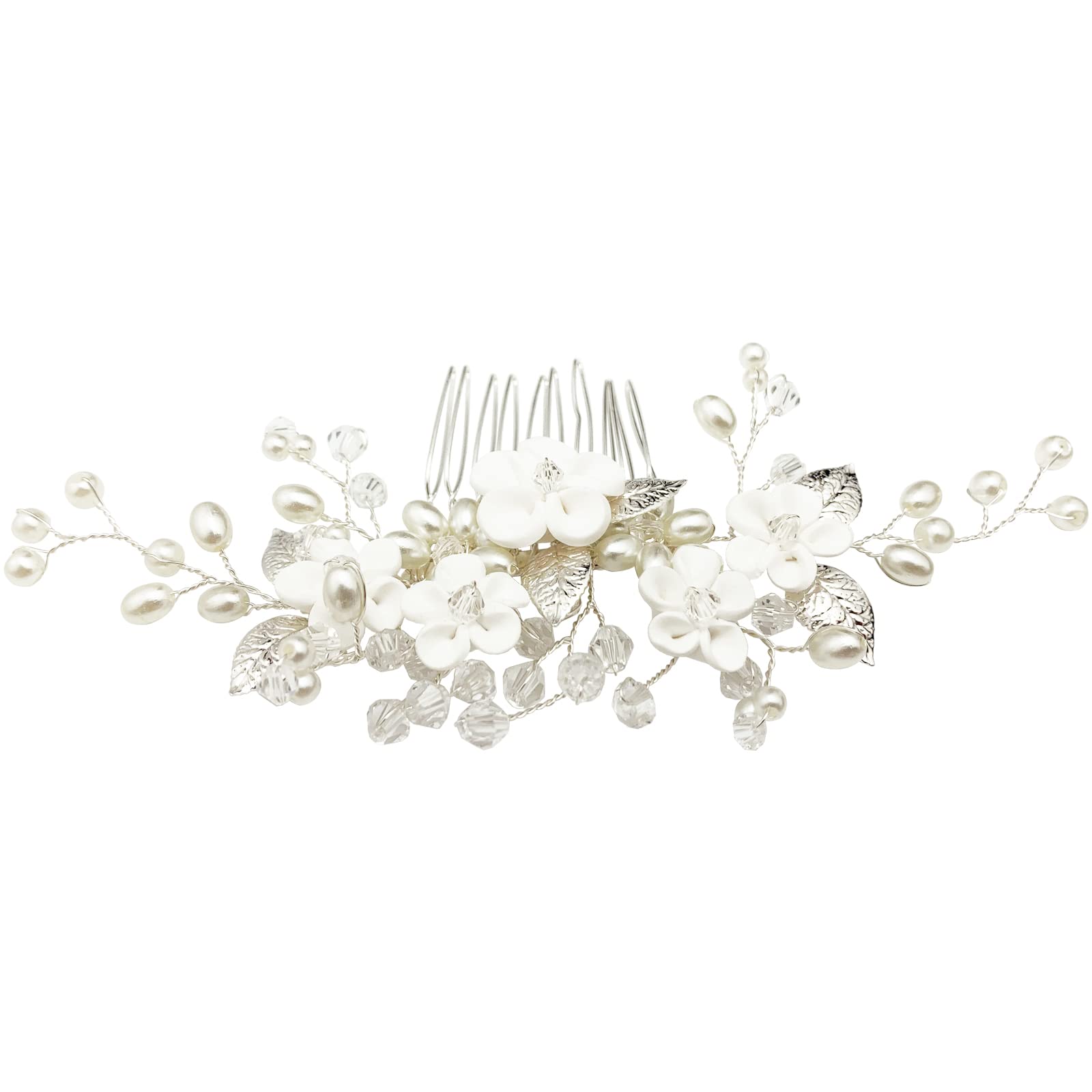 Amazon.com : Flower Bridal Hair Vine Pieces with Comb Pearl  display picture 1