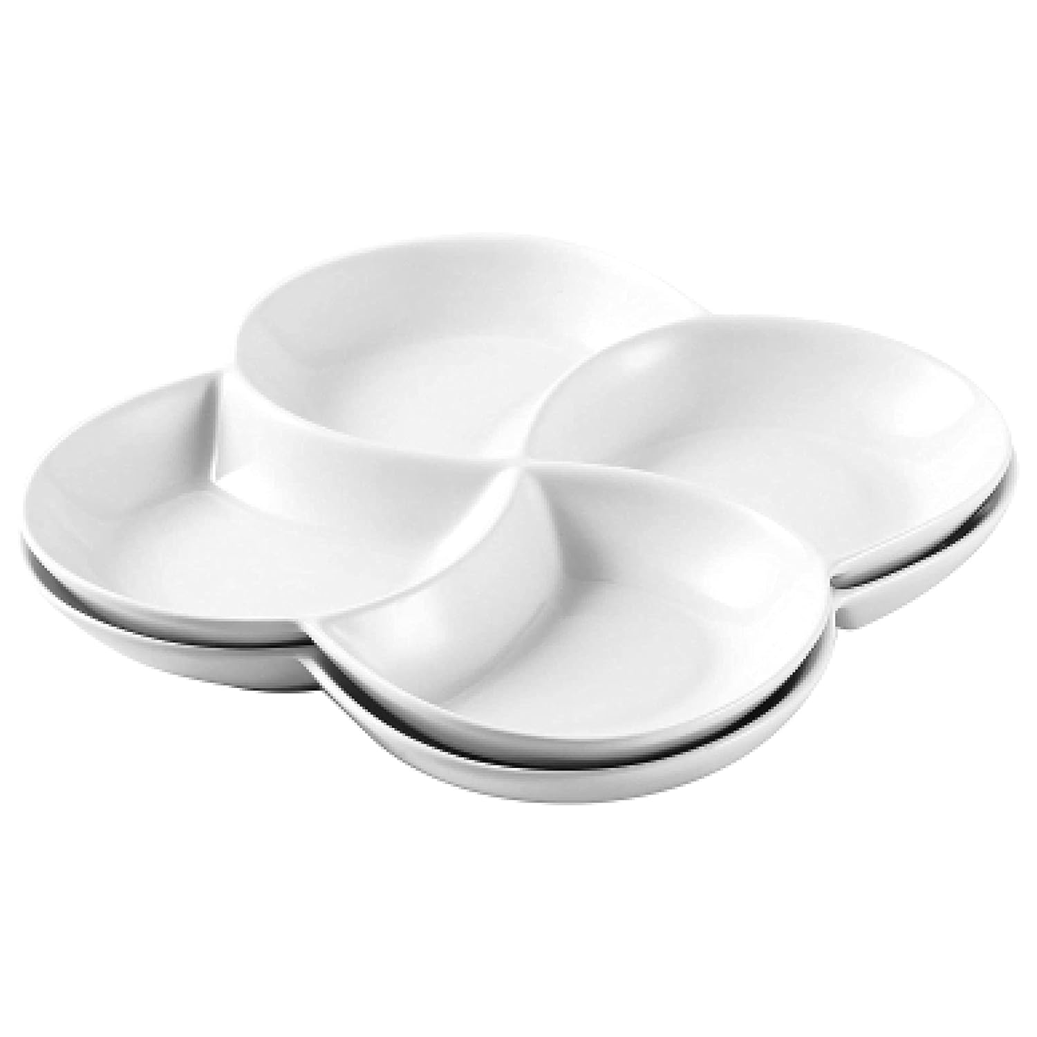 Bruntmor 8.5 inch Ceramic 4Section Stackable Serving Tray in White