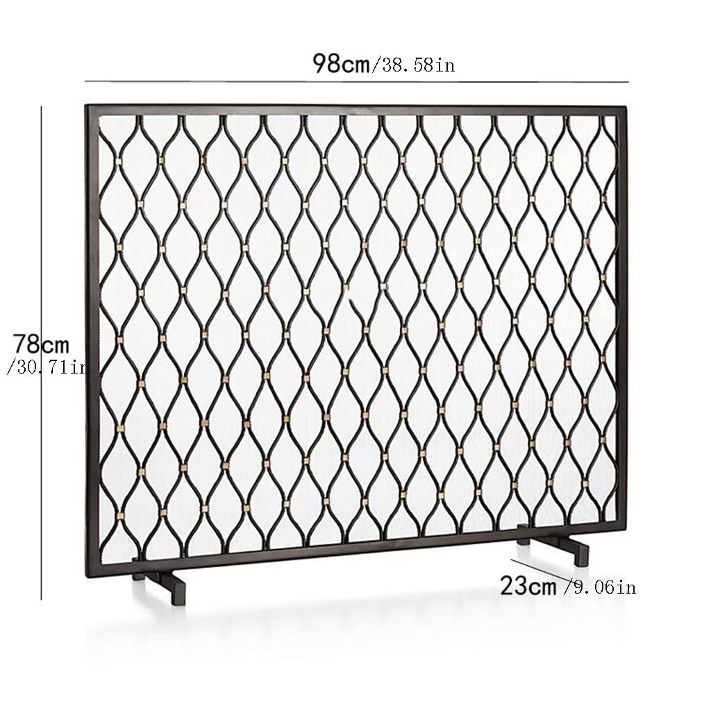 Parascintille per Camino Parascintille in Stile Europeo Semplice in Ferro battuto Parascintille Decorativo Nero per Pavimento Paravento per Soggiorno Casa Parapetto in Ferro battut(
