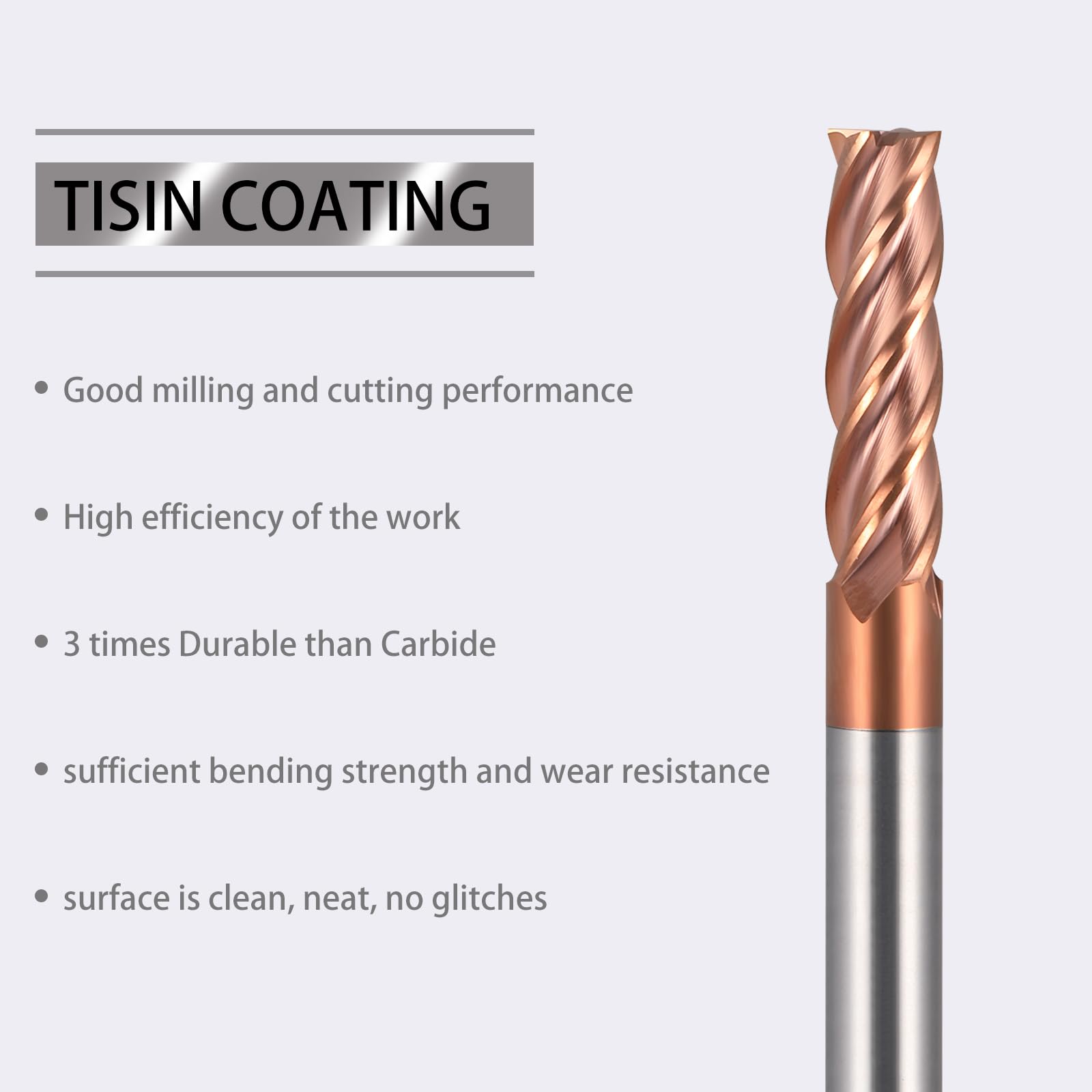 5 Stücke Fräser Schaftfräser Hartmetall 4-Flöte, 6-12mm CED TiSiN Coat Spiralfräser Bit VHM CNC Bohraufsätze/Schaftfräser Bit, 55 HRC Schneide Drill Fräser Bit für Stahl, Aluminiumlegierung, Kupfer