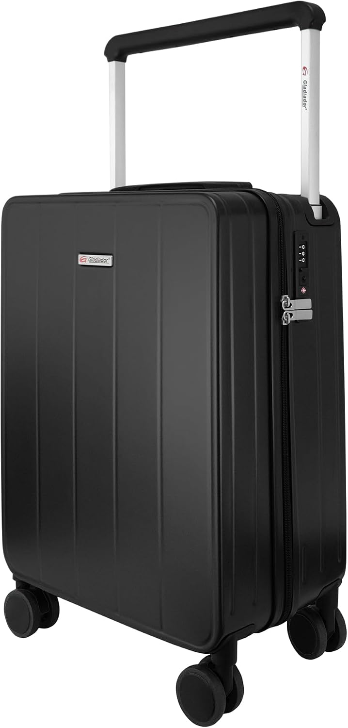 Mala de Bordo em Policarbonato 10kg com TSA Rodas Giratórias Gladiador Infinity V1 (Preto)