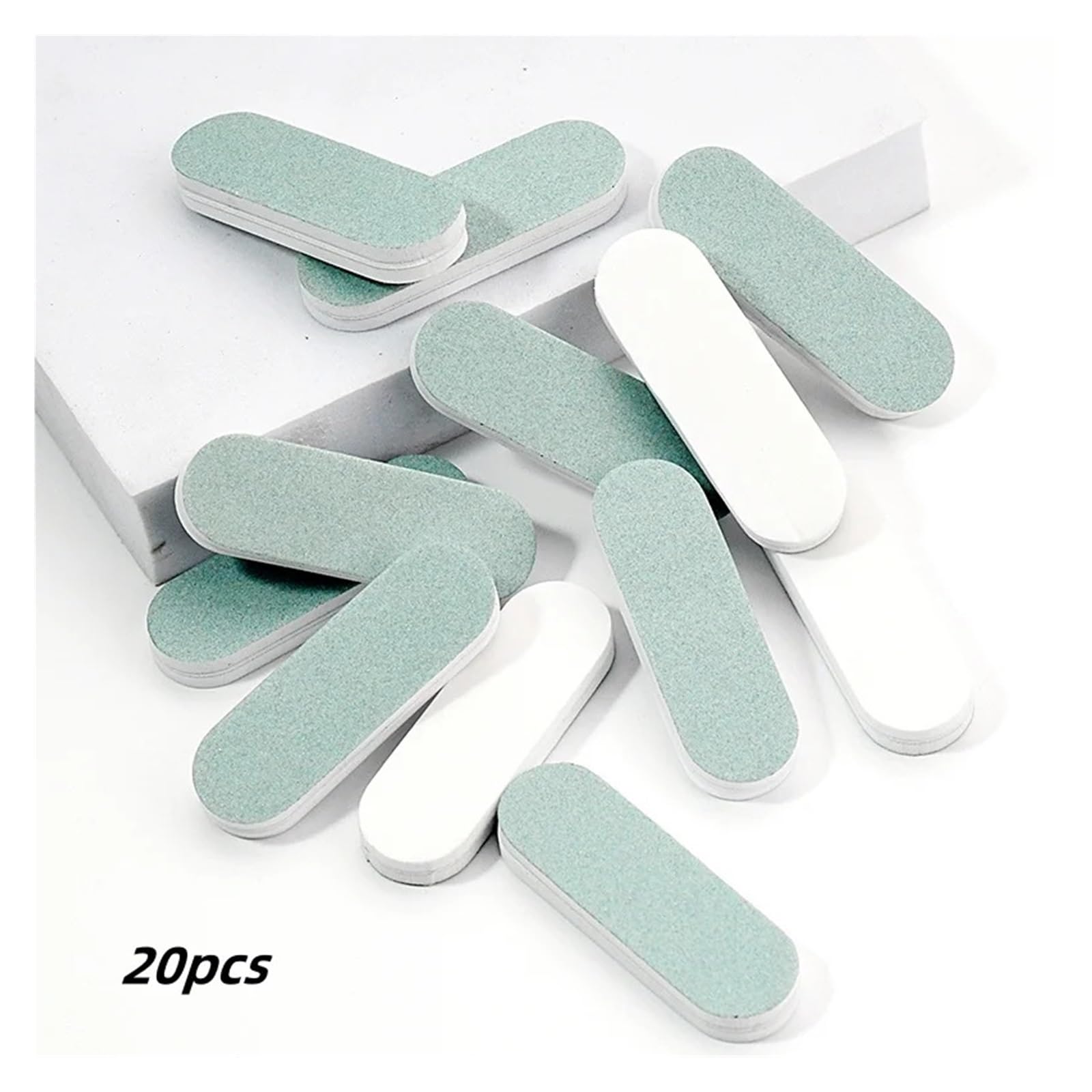 blocco di buffer di spugna, Confezione da 5/10/20 pezzi Blocco lucidante for unghie bianco verde 6x2x0,7 cm lavabile for manicure e pedicure(20pcs)