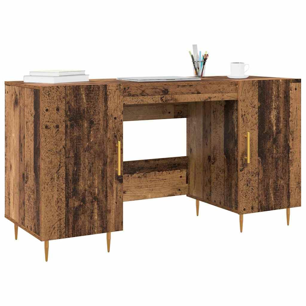 Scrivania con mensola, effetto legno antico, 140 x 50 x 75 cm, materiale in legno, moderno tavolo da ufficio con spazio per casa e ufficio