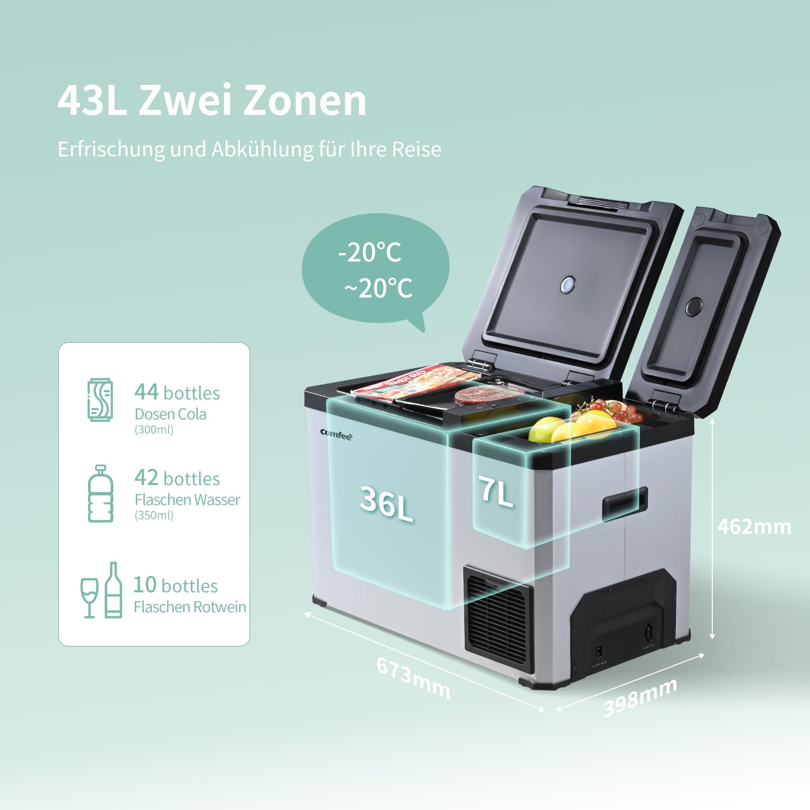 Comfee RCP43DS3(E) Kompressor-Kühlbox Dual-Zonen – Bild 8