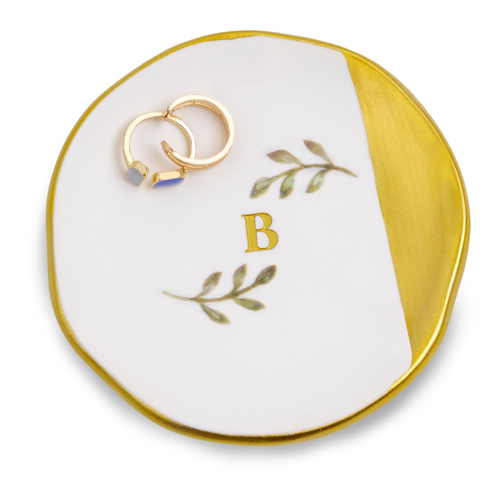 Kuppopy Jewelry Dish Tray, Initial Ring Dish, Monogrammed Ring Plate, Personalized Engagement Gift for Women, Bridal Shower & Wedding Jewelry Tray for