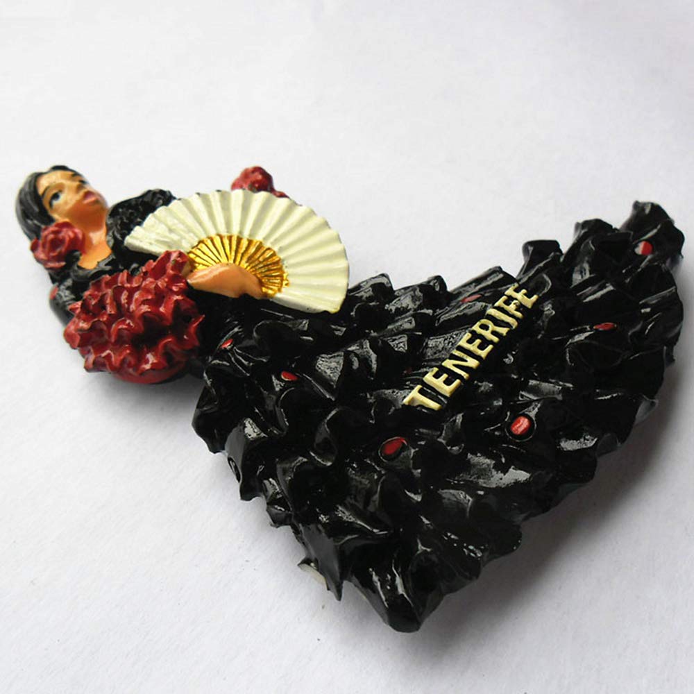 Calamita Frigorifero 3D Flamenco Spagna | Souvenir Da Viaggio Fatto A Mano In Poliresina, 6,3x7,5 Cm - 4