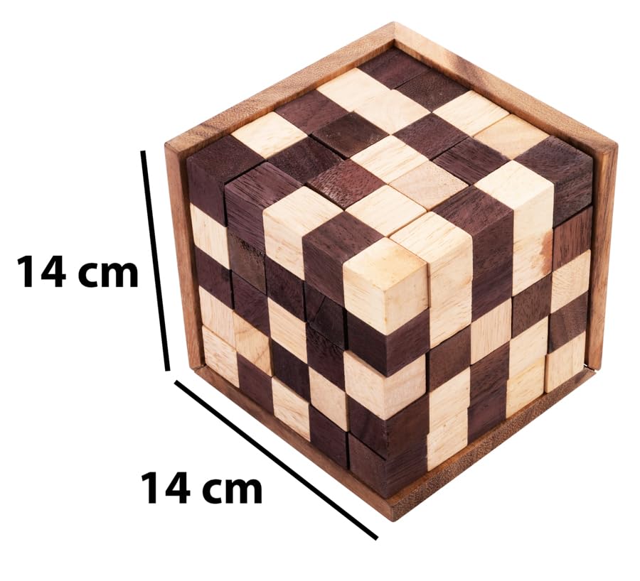 Engelhart - 350190-125 Cubos Rompecabezas de Madera Nivel difícil para Adultos - 25 Piezas - solución en el Juego – 14 x 14 x 14 cm