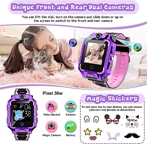OKYUK Reloj Inteligente GPS 4G para Niños 4-12 años con Llamadas Bidireccionales, SOS, WiFi, Pantalla Táctil Impermeable
