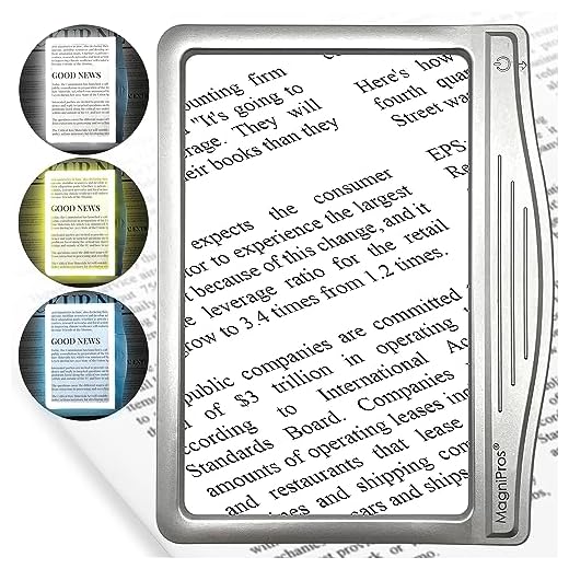 MagniPros 3X Large Ultra Bright LED Page Magnifier with 12 Anti-Glare Dimmable LEDs(Evenly Lit Viewing Area & Relieve Eye Strain)-Ideal for Reading Small Prints & Low Vision Seniors with Aging Eyes