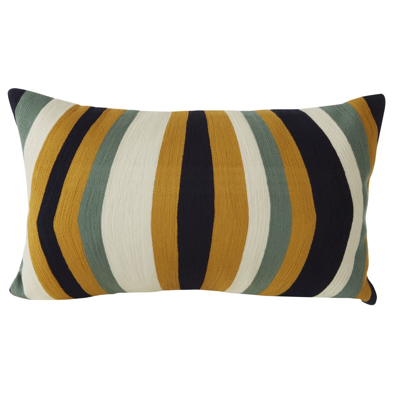Bosie Ozella Stripe Design Cotton/Acrylic Cushion - Black/Gold/Green - 50x30cm
